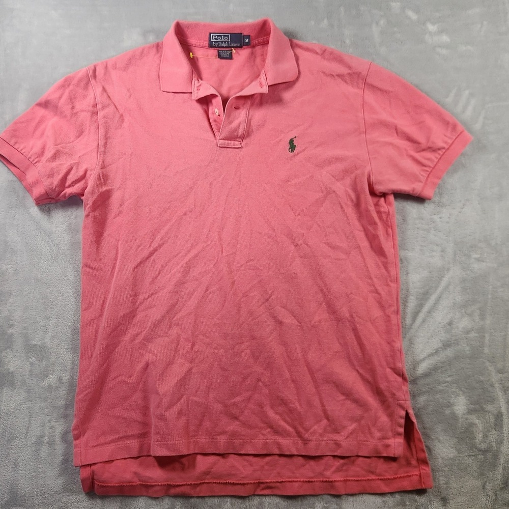 Polo Ralph Lauren‎ Polo Shirt Pink Mens Medium Classic Fit Green Pony Casual
